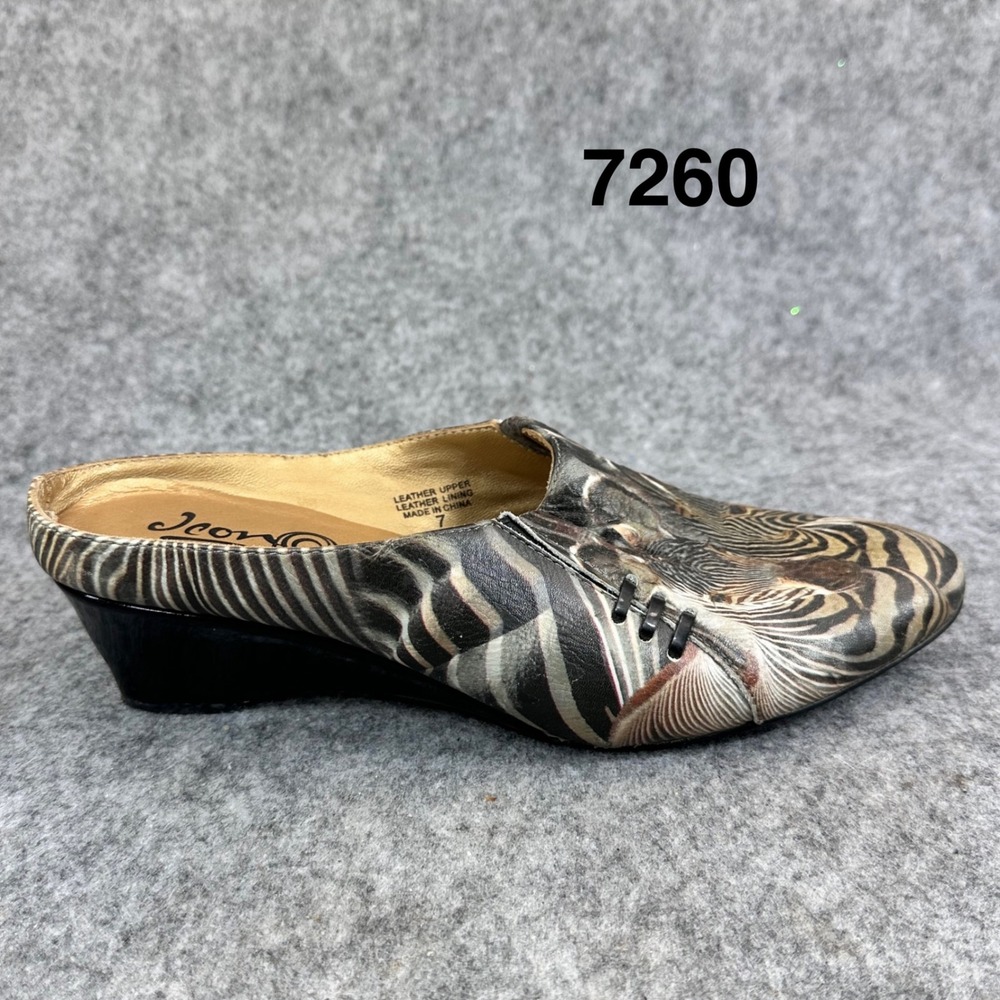 Vintage Y2K Zebra Print Clogs Womens Size 7 Slip On Platform Mules
